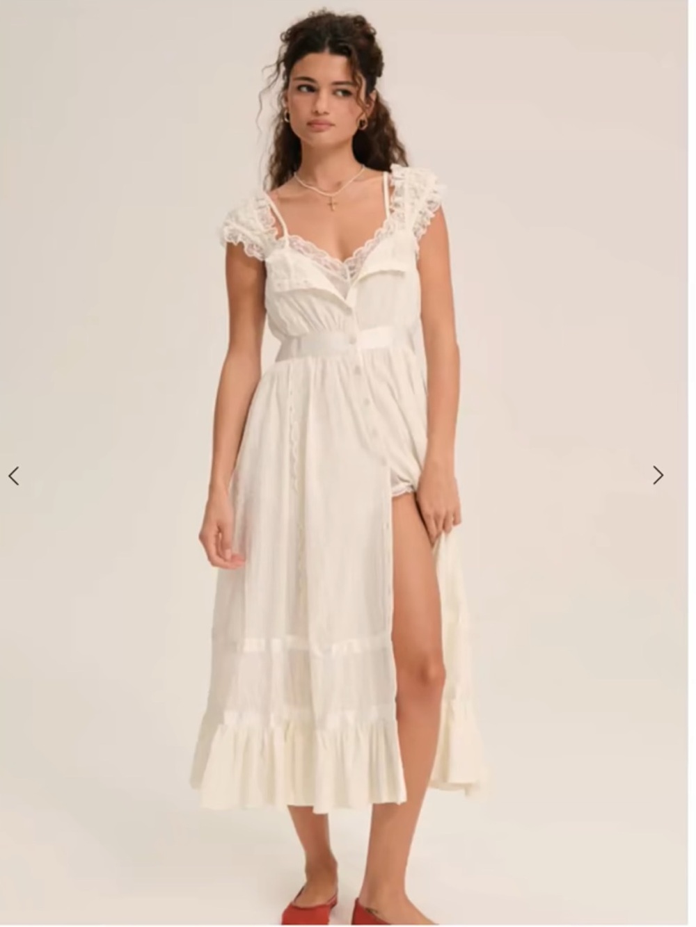For Love & Lemons Sweet Summer Midi Dress White NWT Medium 🎀